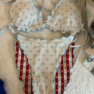 Blue Reversible Patterned Bikini Set